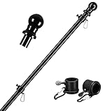 Black Flag Poles for Outside House - 5ft Tangle Free Flag Pole for House,Heavy Duty Metal...