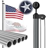 FFILY Heavy Duty Flag Pole - 25 FT 12 Gauge Extra Thick Aluminum Flagpole Kit for Outside House In Ground...