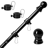 RSOTC Flag Poles for Outside House 6FT Stainless Steel Metal Black Flag Pole kit Tangle Free Residential...