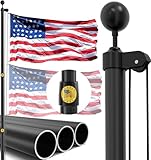 IIOPE 25FT Heavy Duty Flag Pole,14-Gauge Aluminum,Resist Strong Wind Reinforcement Ring Patent,Sectional...